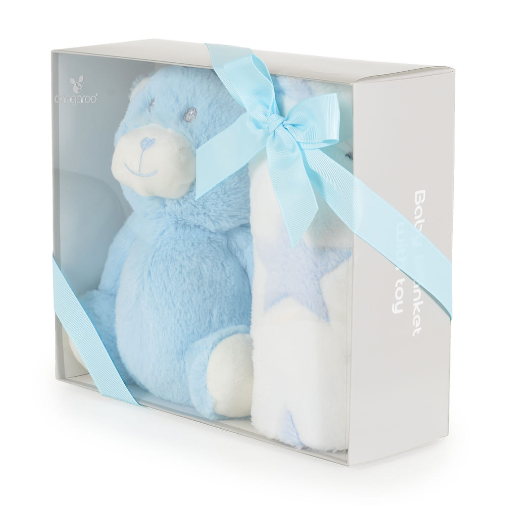 Cangaroo Takaró 90x75cm maci plüss kék – babatermék