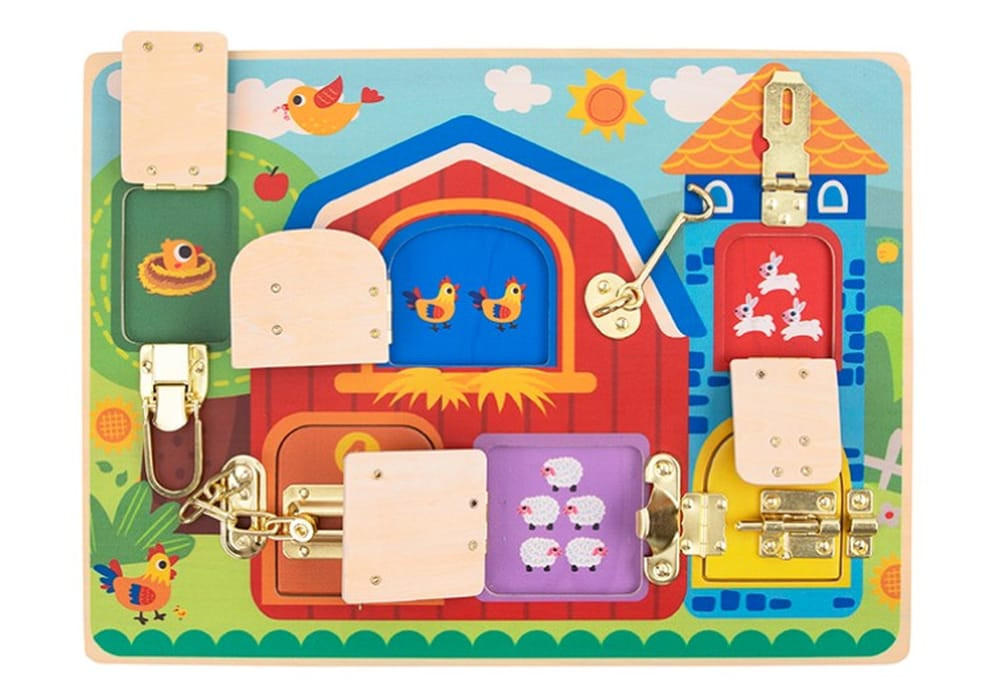 Tooky Toy Reteszes Montessori fa tábla TK044