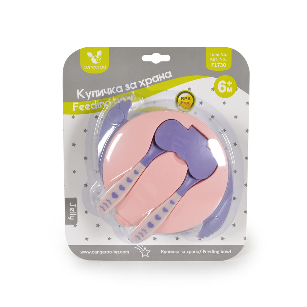 Cangaroo JELLY Tál szett villával, kanállal PINK – babatermék