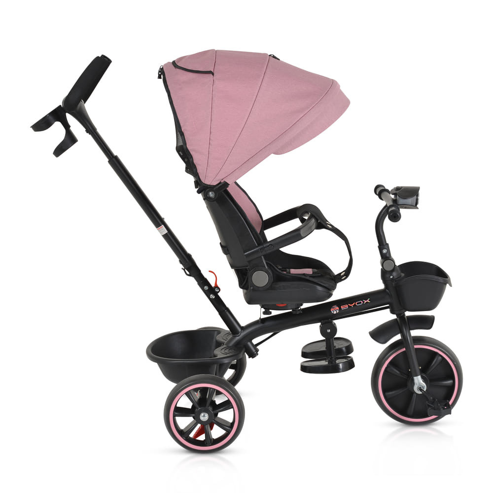 BYOX SUMMER tricikli szülőkaros, zenél, játék tartókkal PINK