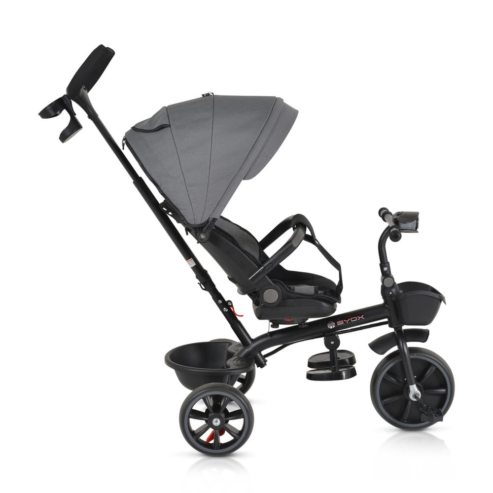 BYOX SUMMER tricikli szülőkaros, zenél, játék tartókkal SZÜRKE