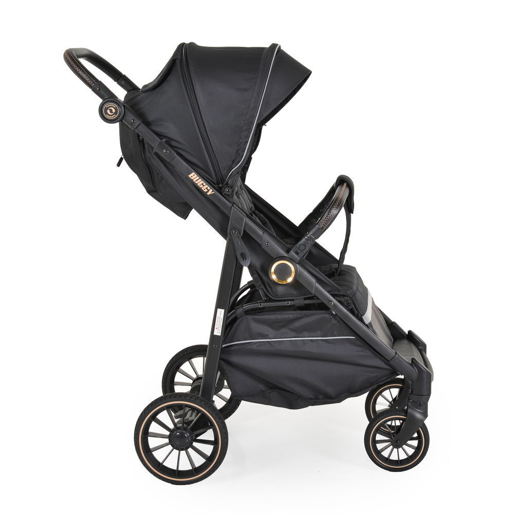 Moni BUGGY babakocsi lapracsukható, nagy kerekek, könnyű FEKETE
