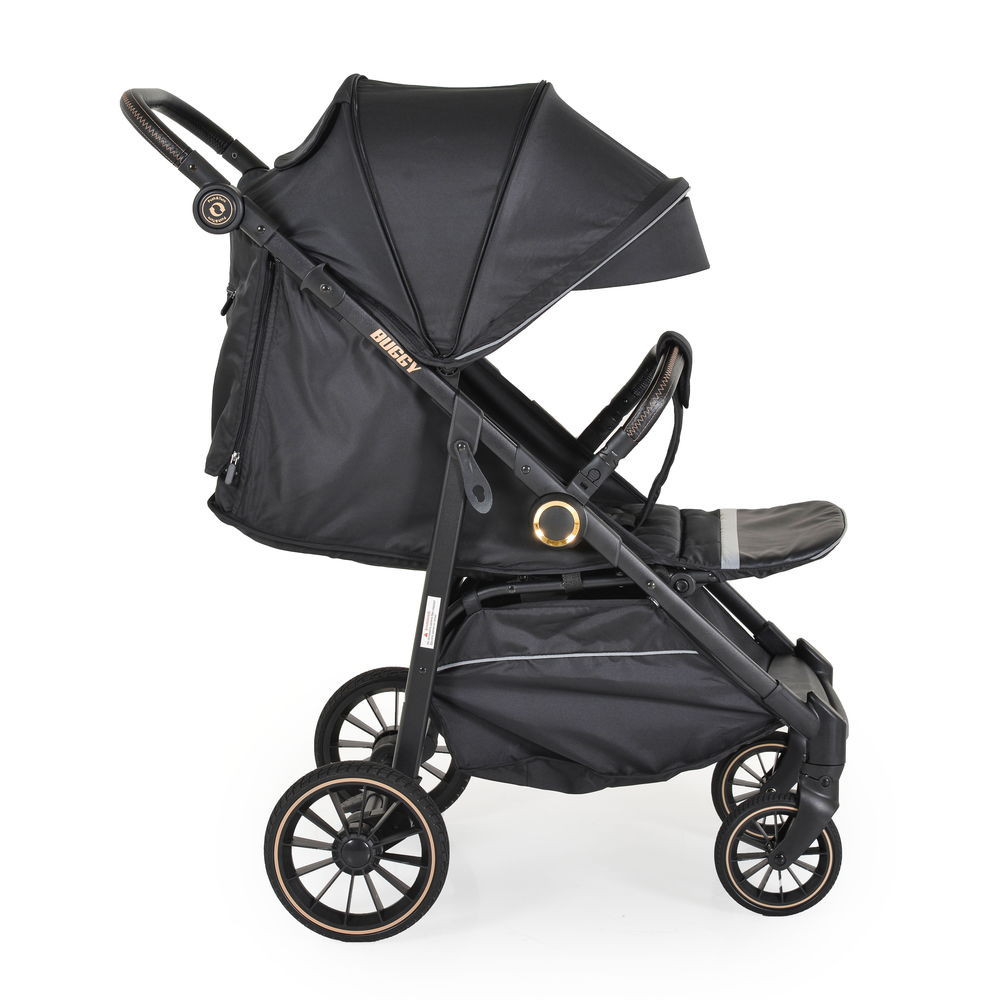 Moni BUGGY babakocsi lapracsukható, nagy kerekek, könnyű FEKETE