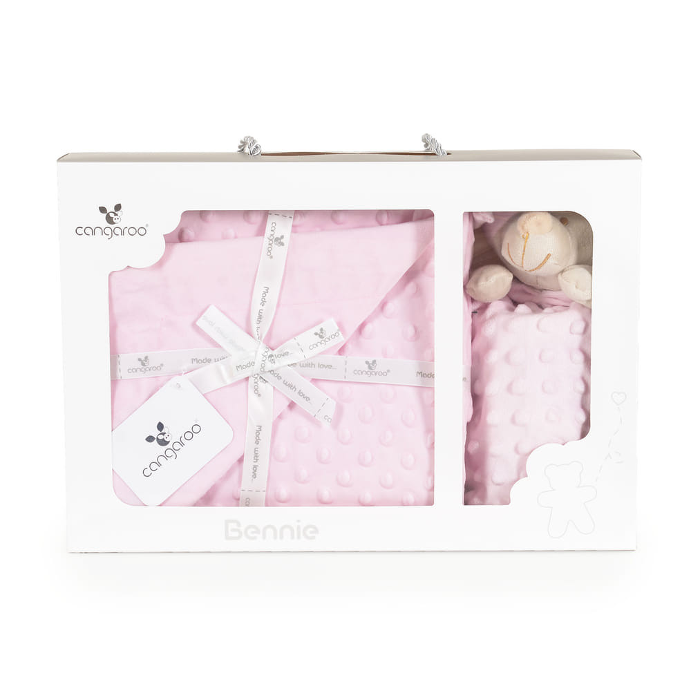 Cangaroo BENNIE takaró szundikendővel 75x100cm PINK – babatermék