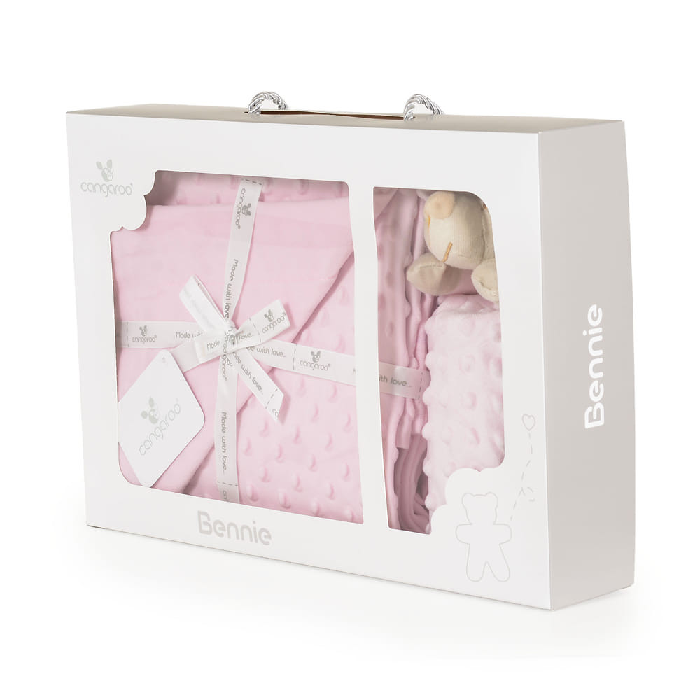 Cangaroo BENNIE takaró szundikendővel 75x100cm PINK – babatermék