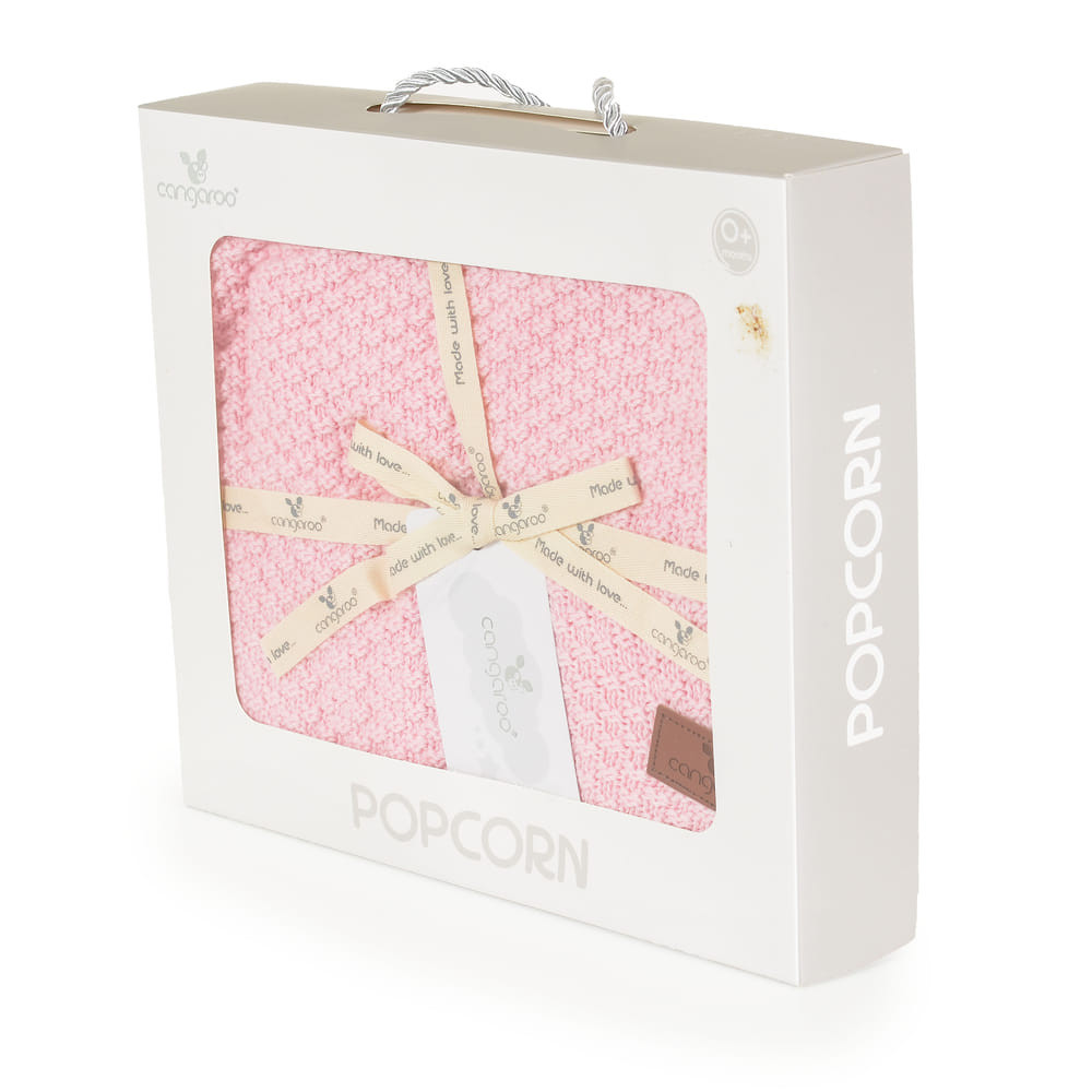 CANGAROO POPCORN Kötött takaró 80x100cm RÓZSA – babatermék