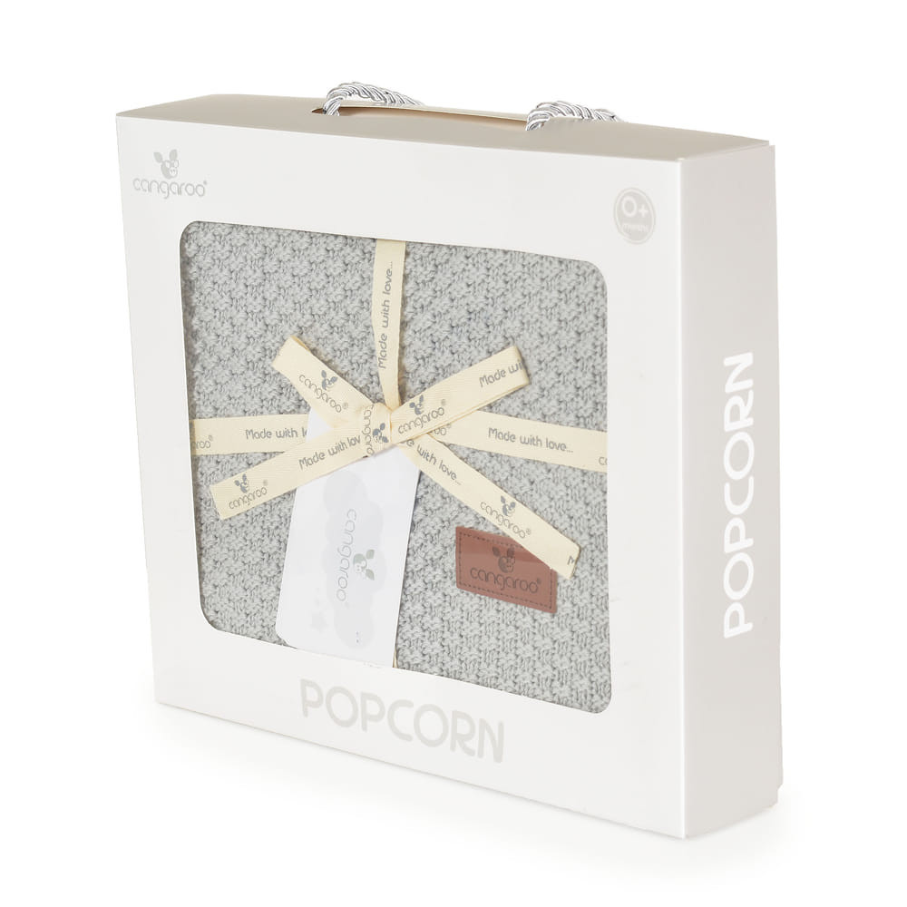 CANGAROO POPCORN Kötött takaró 80x100cm SZÜRKE – babatermék