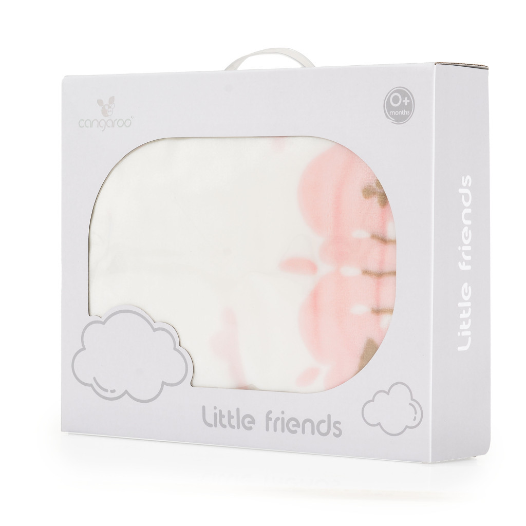 Cangaroo Baba takaró LITTLE FRIENDS 80x110 cm erdei állatos PINK – babatermék
