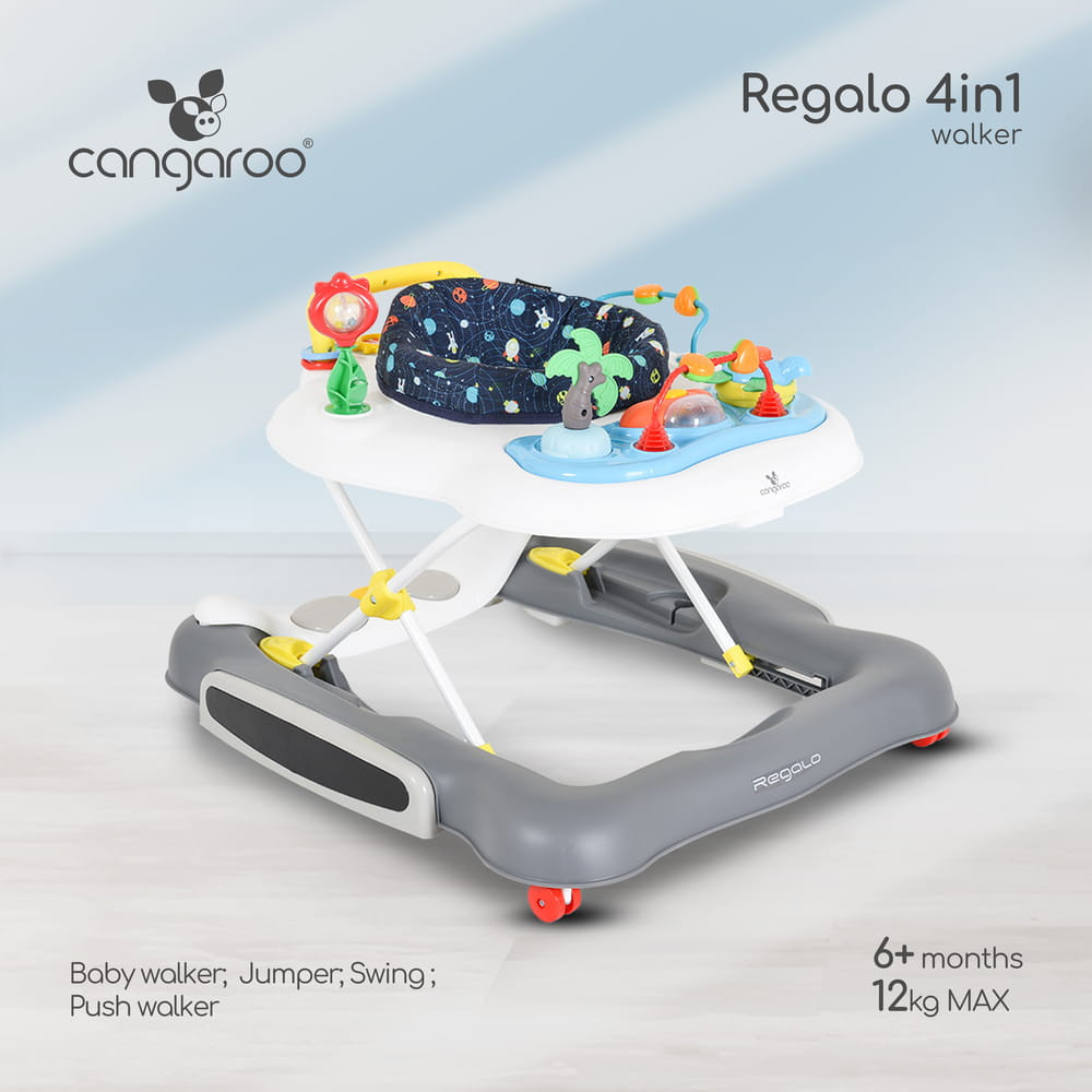 CANGAROO REGALO bébikomp hintázós, járássegítő, ugráló zenével 4in1