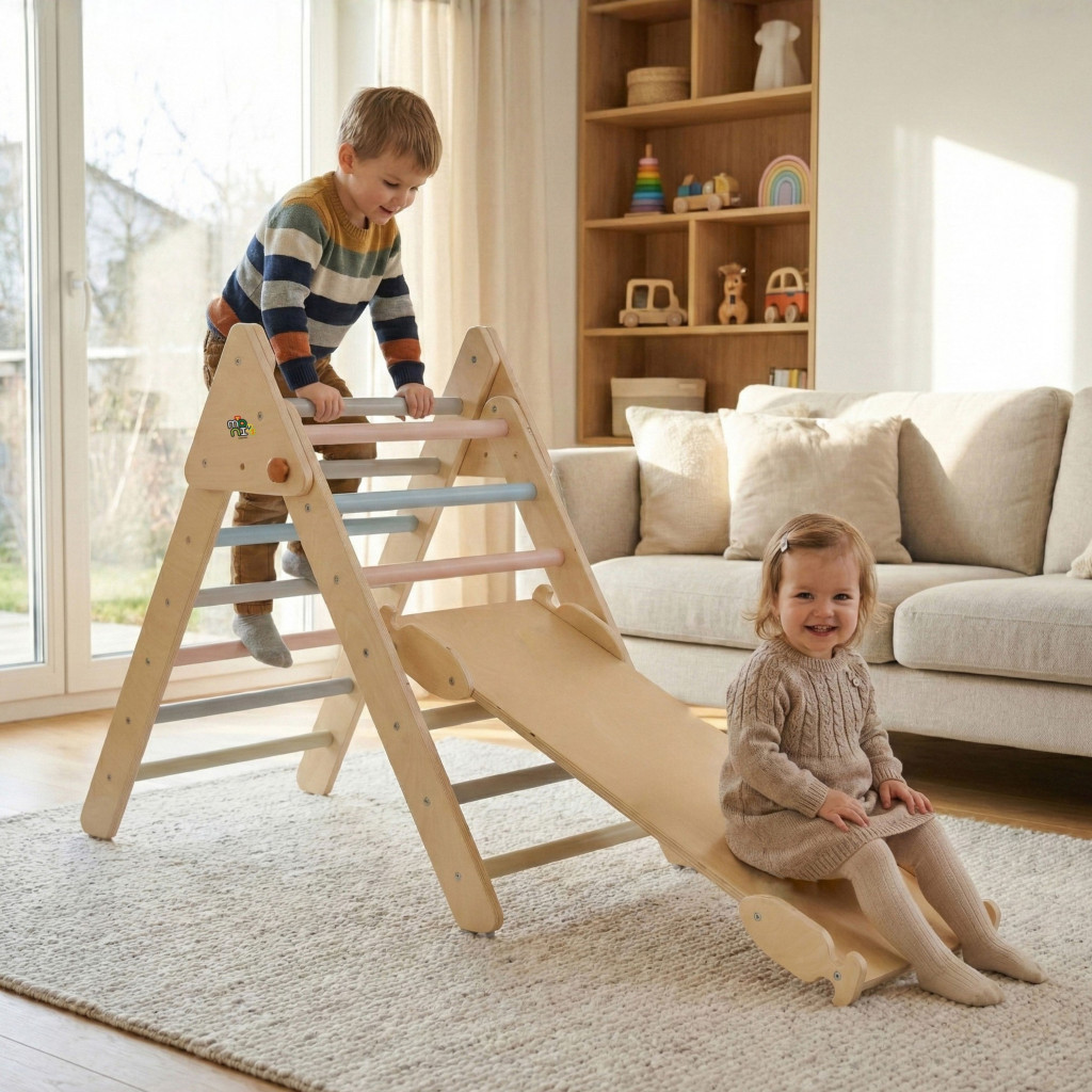 Moni PIKLER fa mászóka 3in1 rámpával, létrával, híddal – gyermekjáték