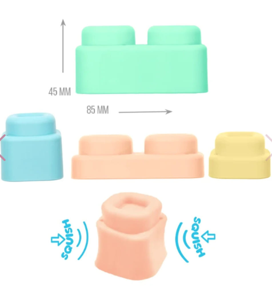 MOCHTOYS Play&Squish puha vonat és kocka szett 12db PASZTELL