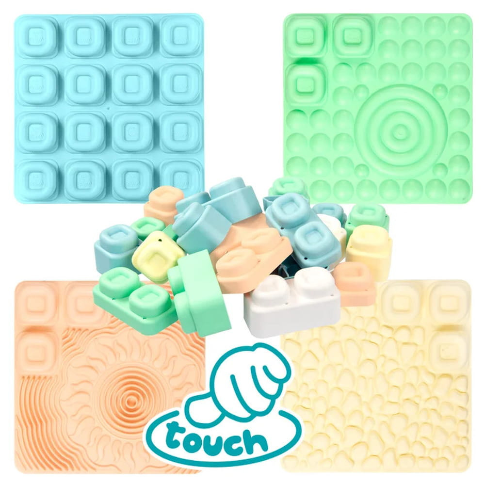 MOCHTOYS Play&Squish szenzorikus szőnyeg - tapilap+ kockák NAGY szett 24+4db PASZTELL – játszószőnyeg