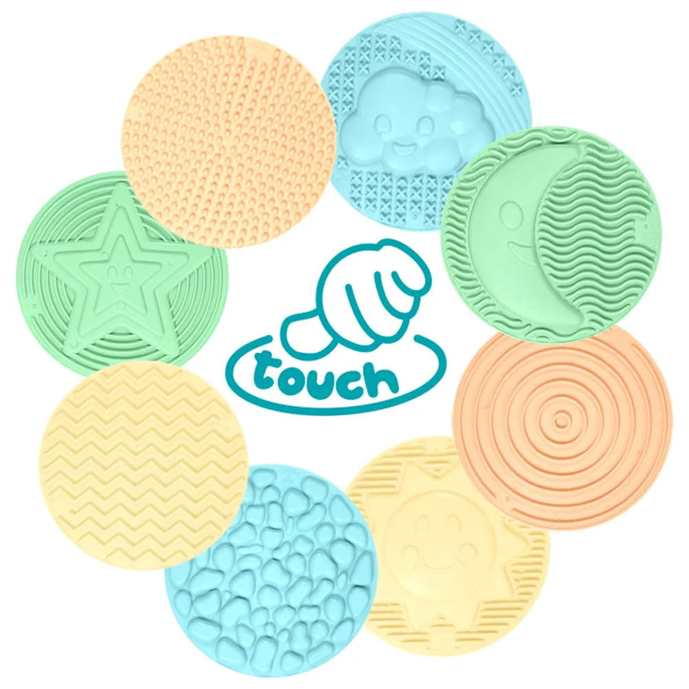 MOCHTOYS Play&Squish szenzorikus szőnyeg -kerek tapilapok 8db PASZTELL – játszószőnyeg