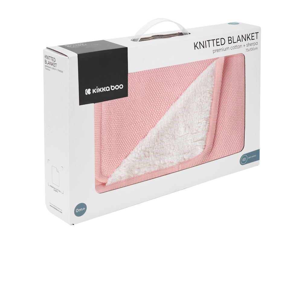 Kikkaboo takaró prémium pamut/sherpa kétoldalas 75x100cm Dream Big melange pink – babatermék