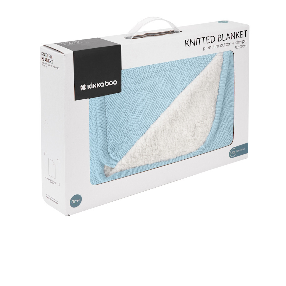 Kikkaboo takaró prémium pamut/sherpa kétoldalas 75x100cm Dream Big melange kék – babatermék
