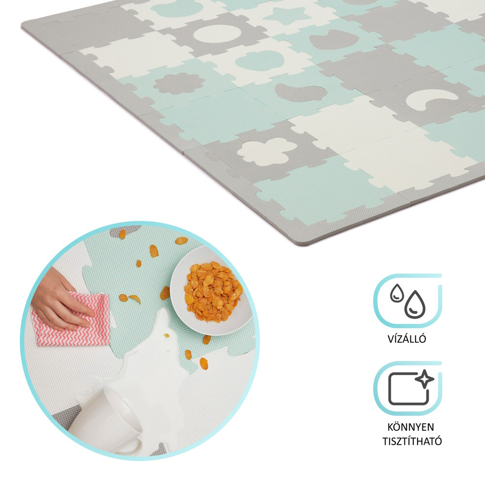 Kinderkraft szivacspuzzle szõnyeg - Luno Shape 30db menta-szürke – játszószőnyeg 6. kép