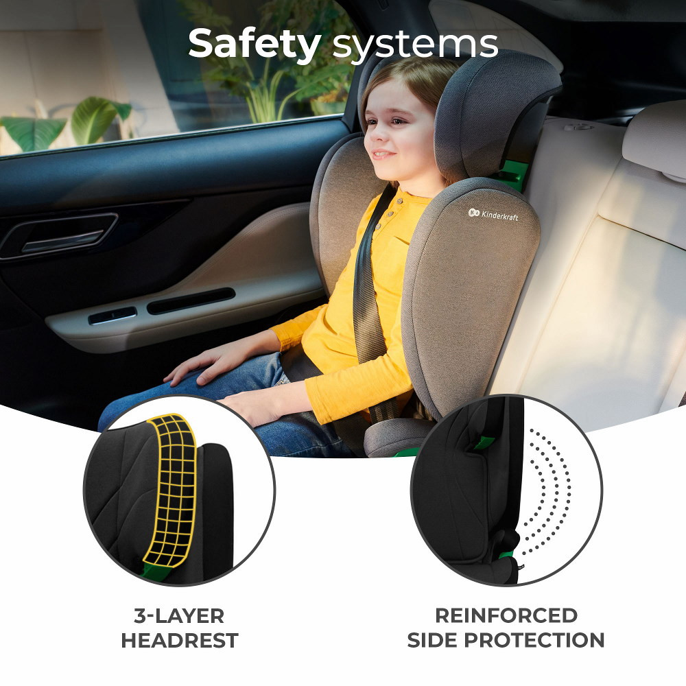 Kinderkraft gyerekülés Junior Fix 2 i-Size Isofix 100-150cm grafit-fekete – autósülés