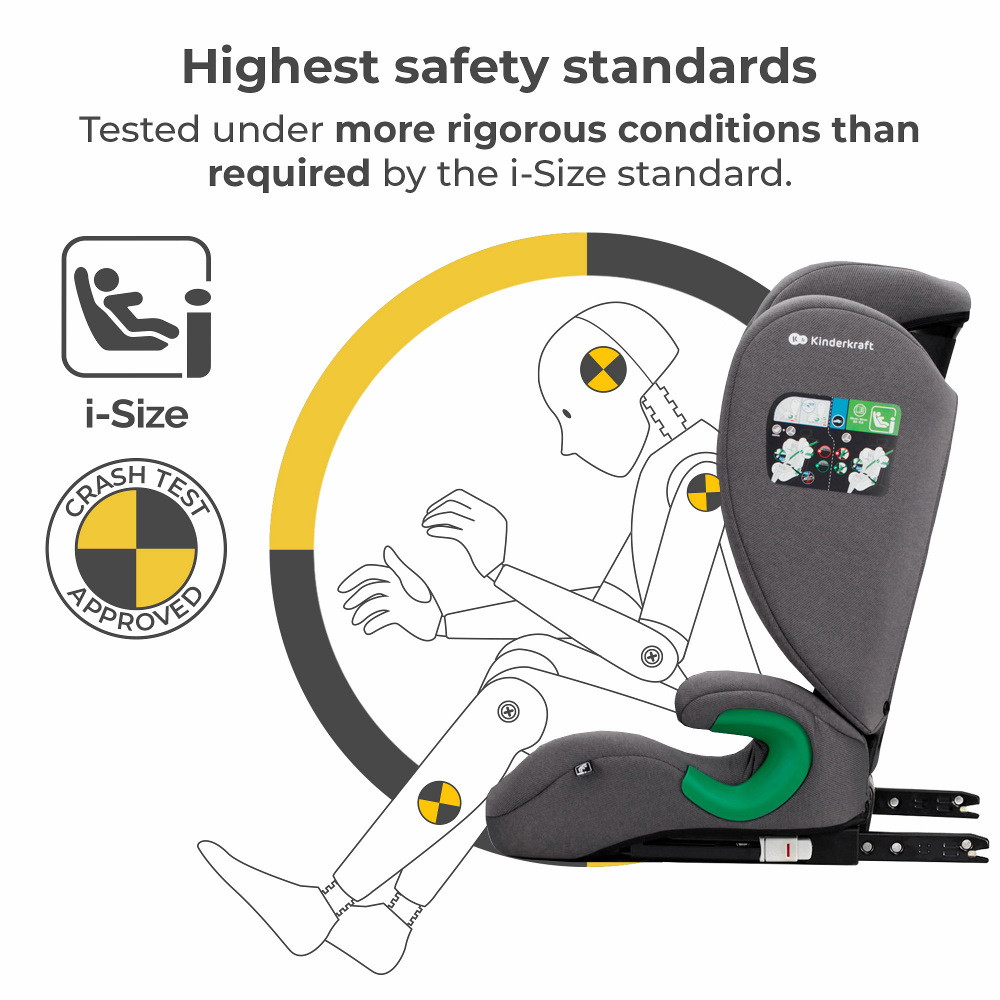 Kinderkraft gyerekülés Junior Fix 2 i-Size Isofix 100-150cm szürke – autósülés