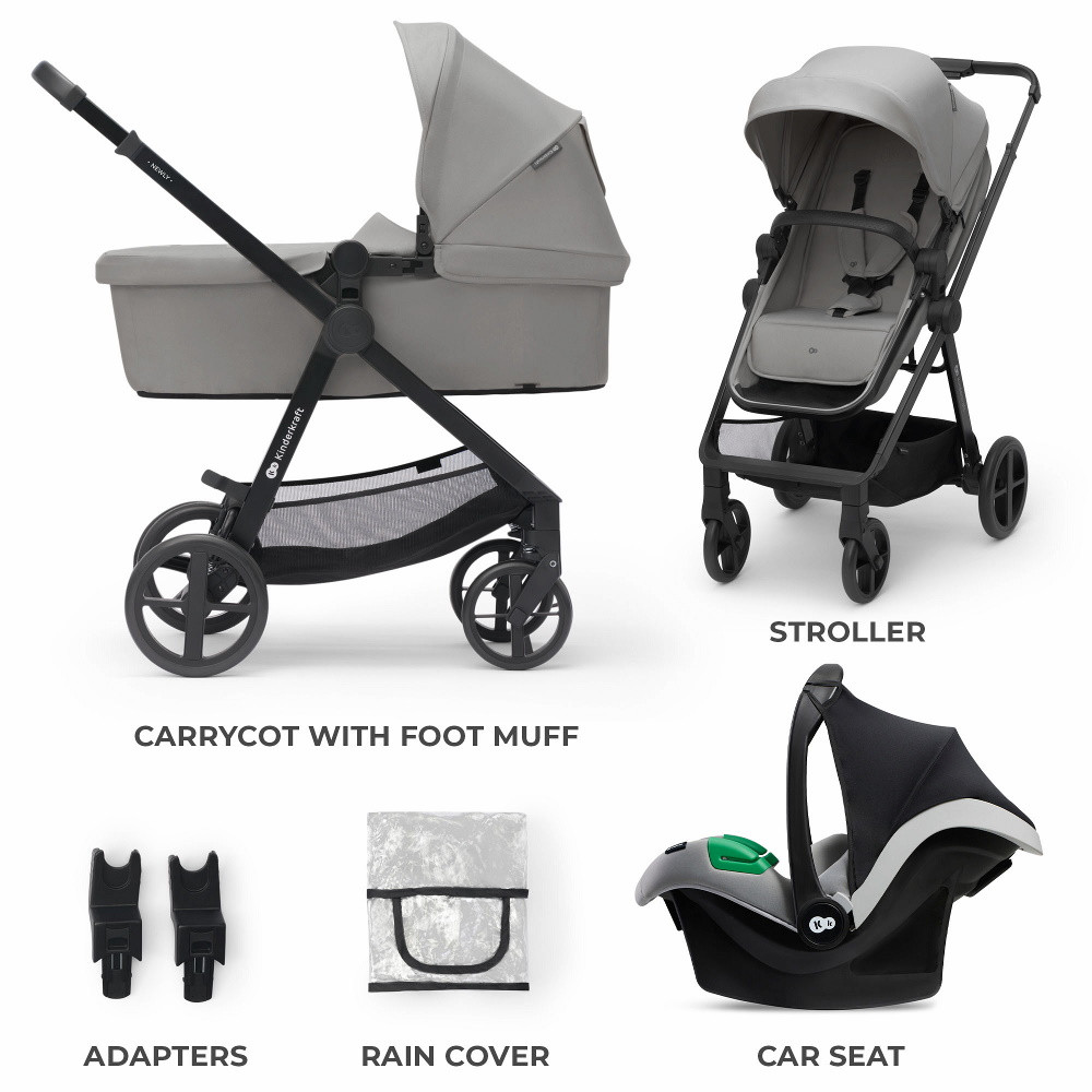 Kinderkraft babakocsi többfunkciós NEWLY 3in1 MINK PRO szürke