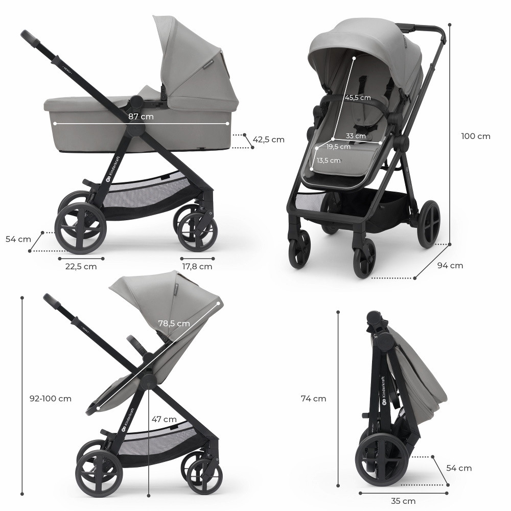 Kinderkraft babakocsi többfunkciós NEWLY 3in1 MINK PRO szürke