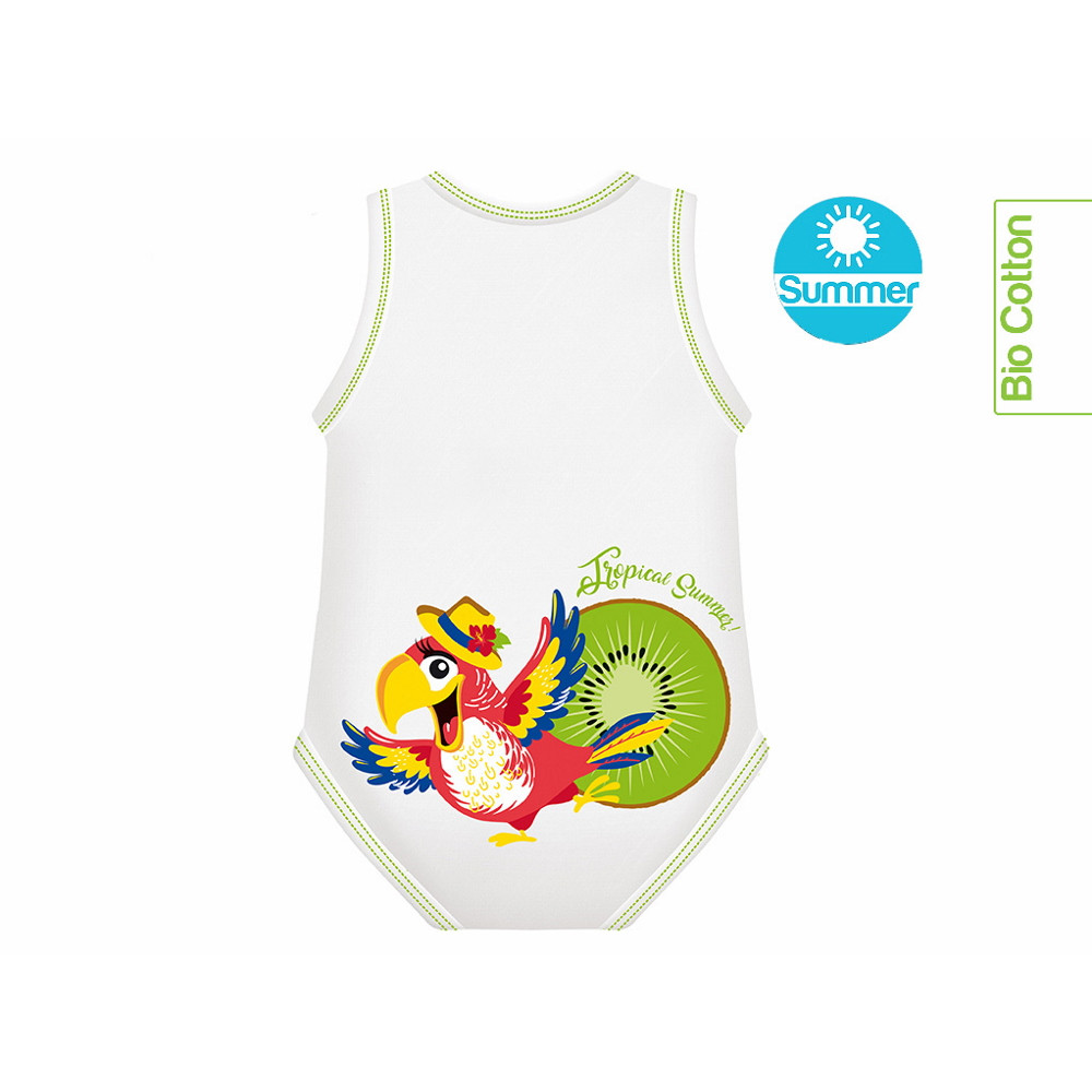 J Bimbi kombidressz 0-36 hó biopamut Summer Tropical Papagáj 10865 – babatermék