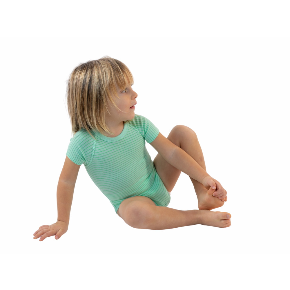 J Bimbi kombidressz 0-36 hó biopamut 4 Seasons csíkos aqua zöld 12029 – babatermék