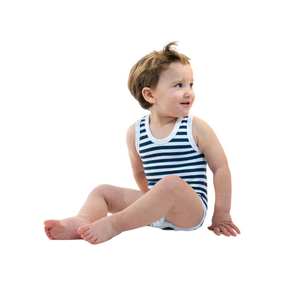 J Bimbi kombidressz 0-36 hó biopamut Summer csíkos sötétkék 12035 – babatermék