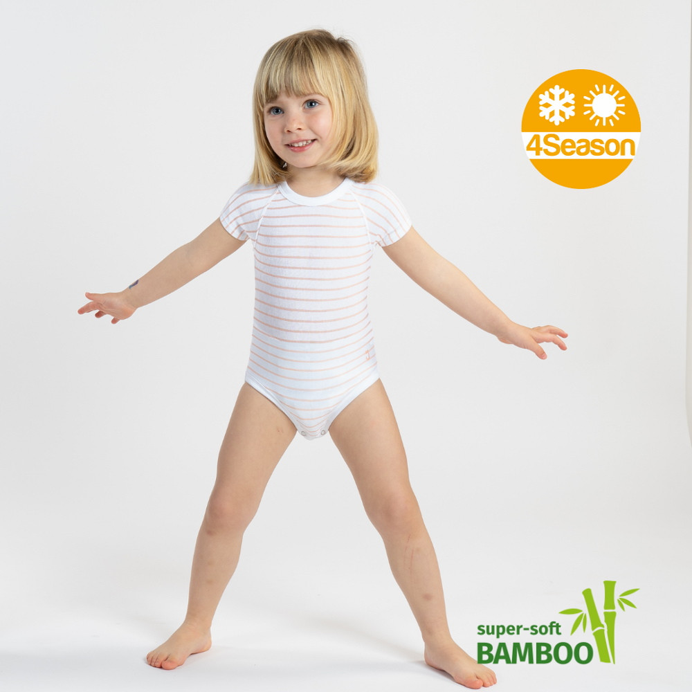 J Bimbi kombidressz 0-36 hó bambusz 4 Seasons csíkos barack 12043 – babatermék