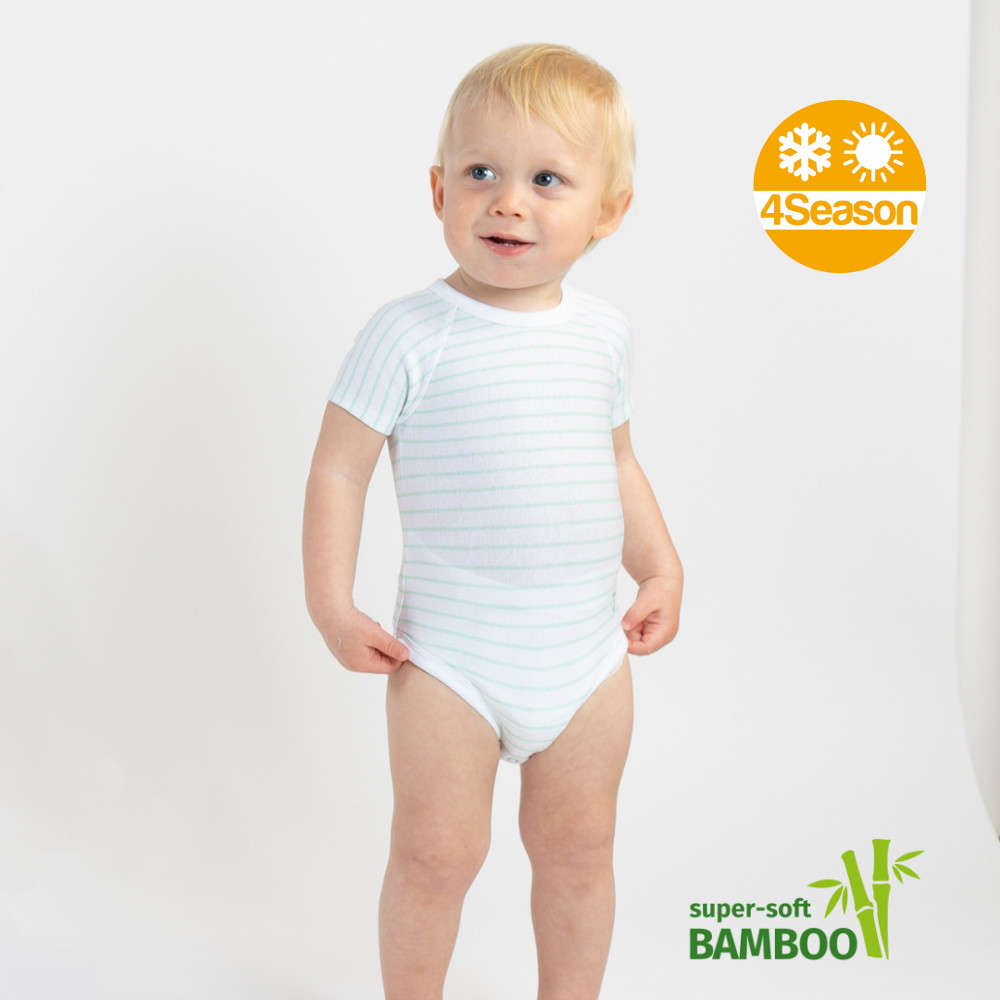 J Bimbi kombidressz 0-36 hó bambusz 4 Seasons csíkos aqua zöld 12044 – babatermék