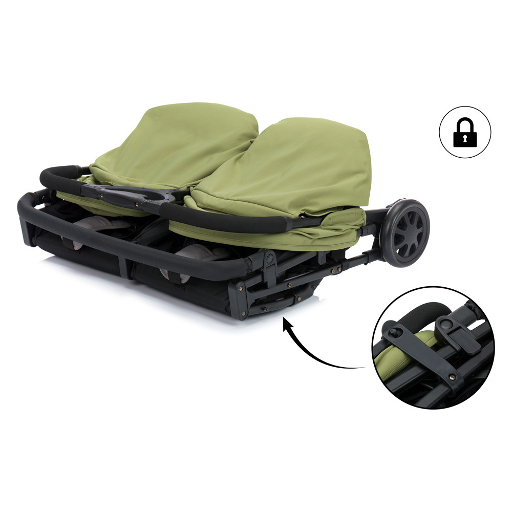 Fill Twin ikerbabakocsi fekete-zöld YD209T – babakocsi