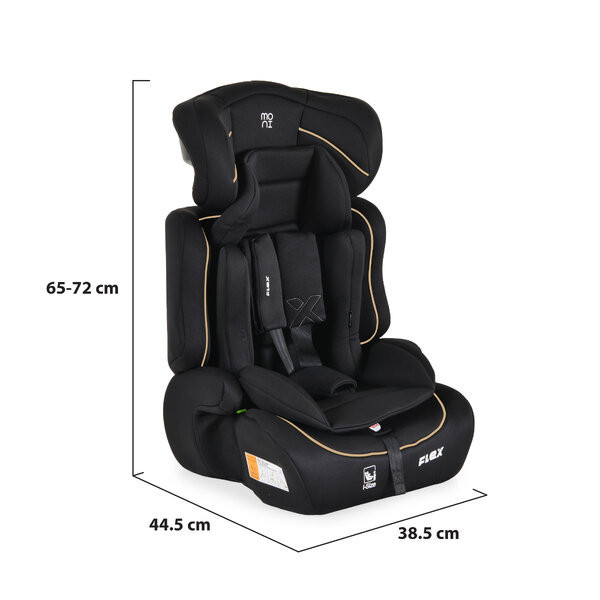 Moni FLEX autós ülés 76-150cm FEKETE/BÉZS díszcsík