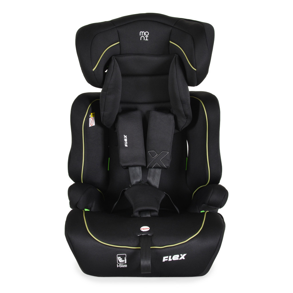 Moni FLEX autós ülés 76-150cm FEKETE/ZÖLD díszcsík