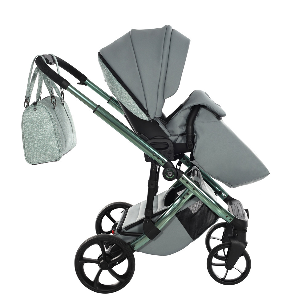Junama Glitter - Menta - Smaragd Váz - Swarovski Csillogás – babakocsi