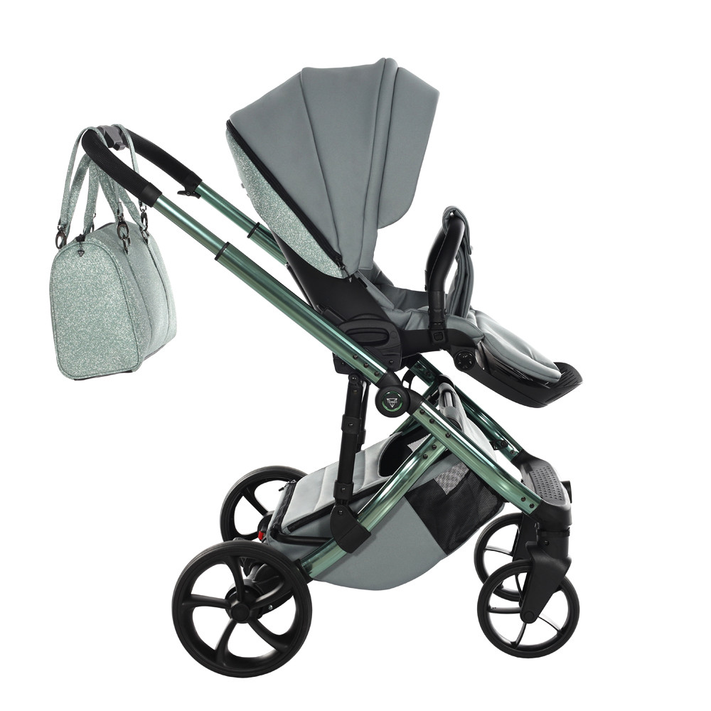 Junama Glitter - Menta - Smaragd Váz - Swarovski Csillogás – babakocsi