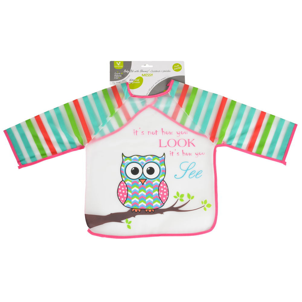 Cangaroo - BIB előke hosszú ujjas Messy PINK