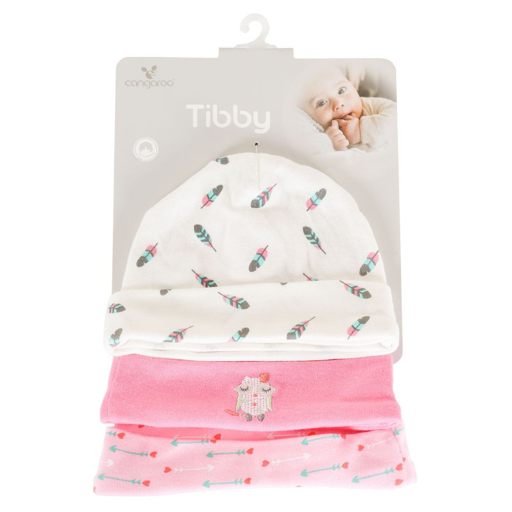 Cangaroo - TIBBY sapkák 3 db/csomag 0-3 hó méret Pink – babatermék