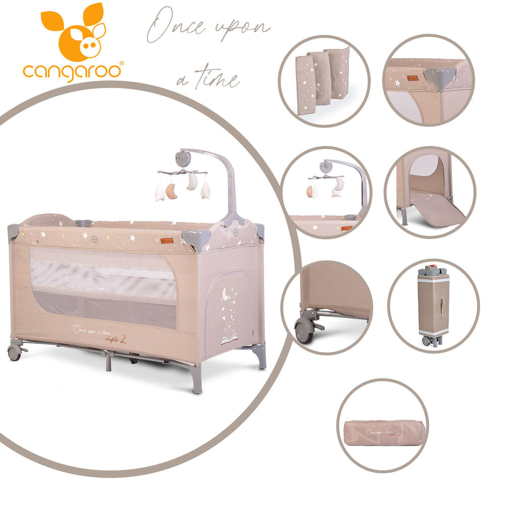 Cangaroo - Once upon2 2 szint utazóágy zenélő forgó játékkal bézs