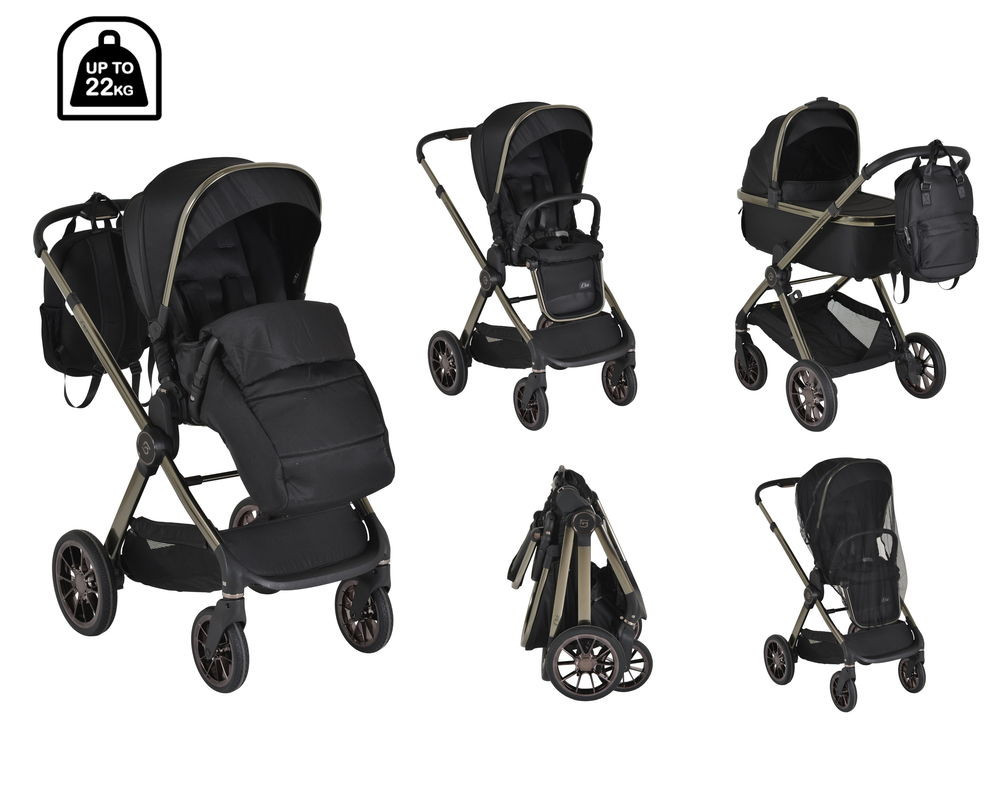 Cangaroo - iCLICK Babakocsi 3in1 22kg, One Touch System FEKETE