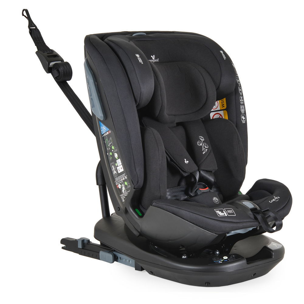 Cangaroo GRAVITY I-size autós ülés 40-150cm, SPS, forgatható talp, pamut huzat FEKETE – babatermék