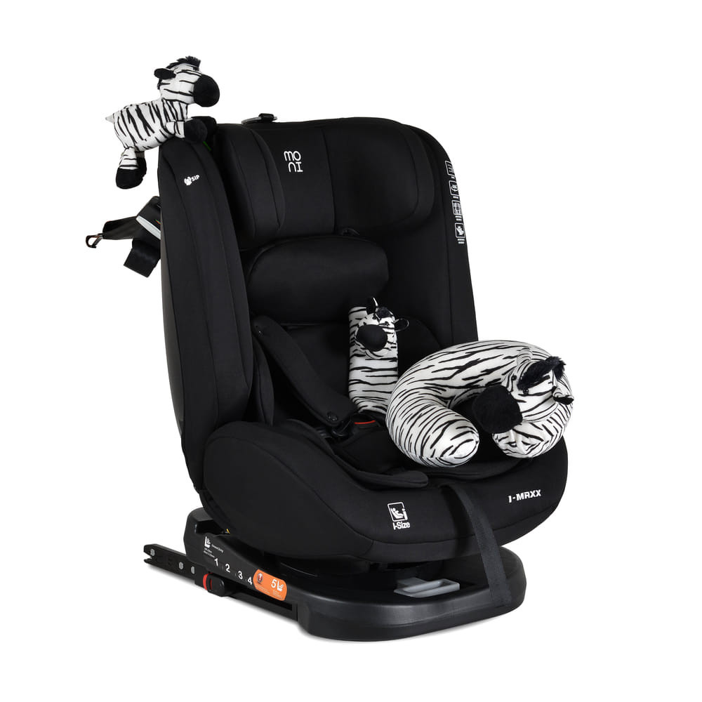 Moni i-MAXX - autós ülés, isofix, forgatható, 2 plüss+párna 40-150cm FEKETE