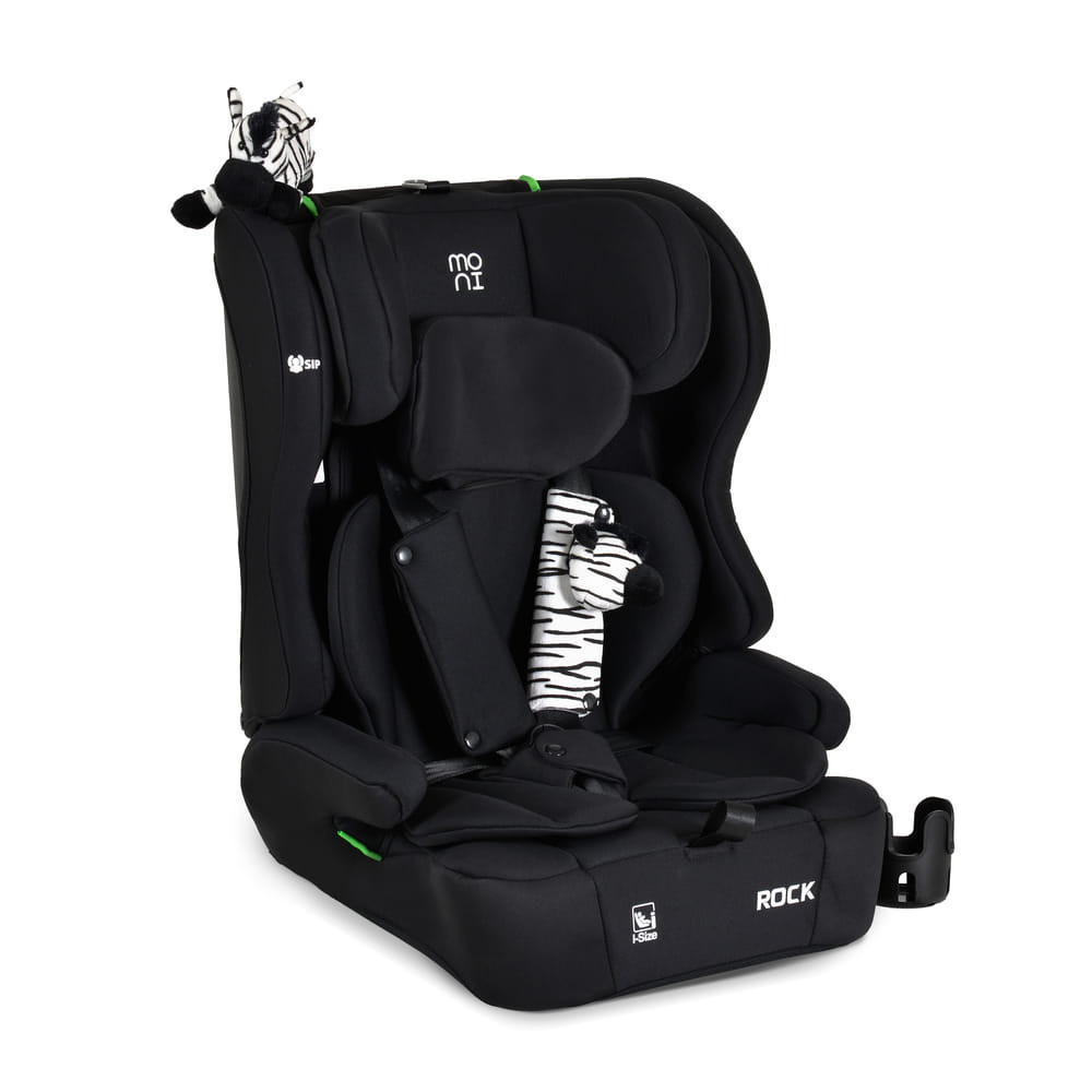 Moni - ROCK autós ülés 76-150cm, 2játékkal, pohártartó, belső öv, isofix nélkül FEKETE