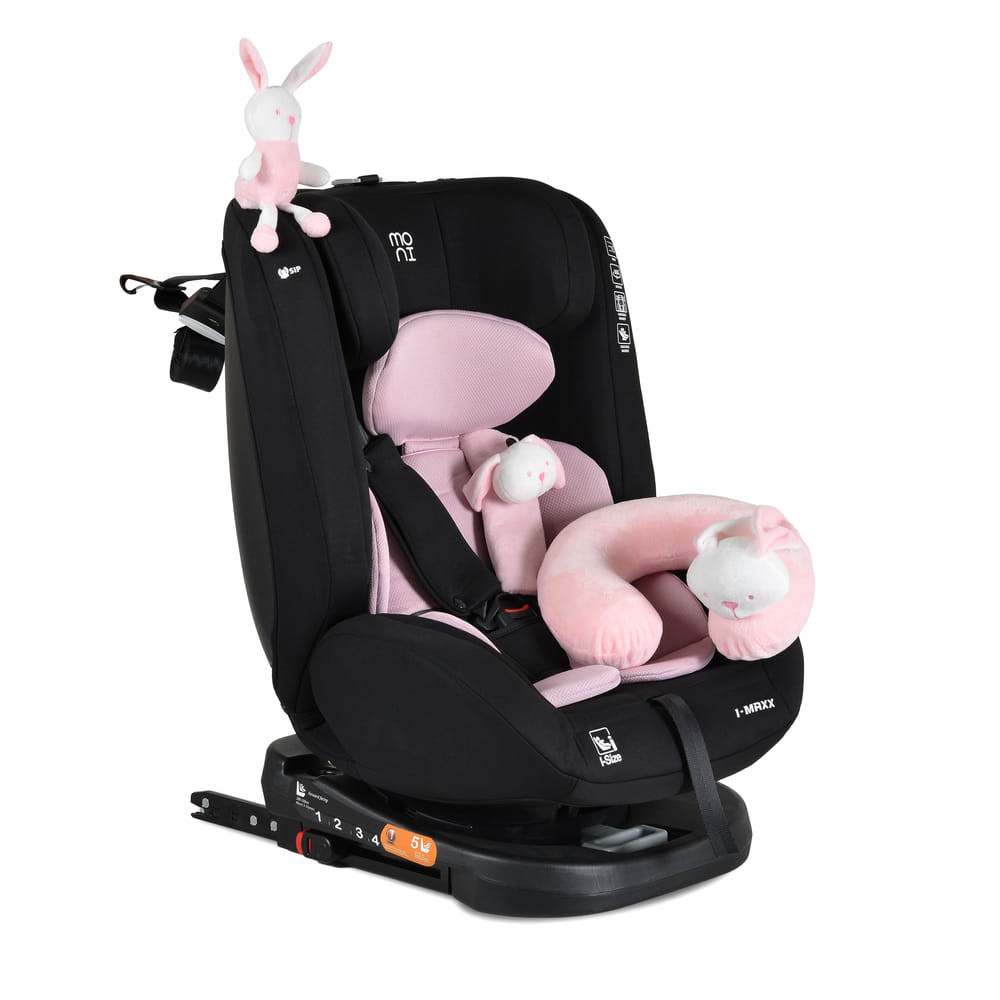Moni i-MAXX - autós ülés, isofix, forgatható, 2 plüss+párna 40-150cm PINK