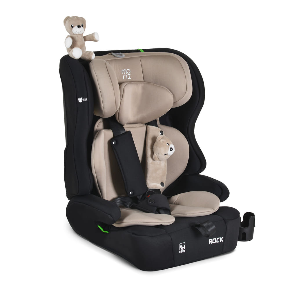 Moni - ROCK autós ülés 76-150cm, 2játékkal, pohártartó, belső öv, isofix nélkül BÉZS