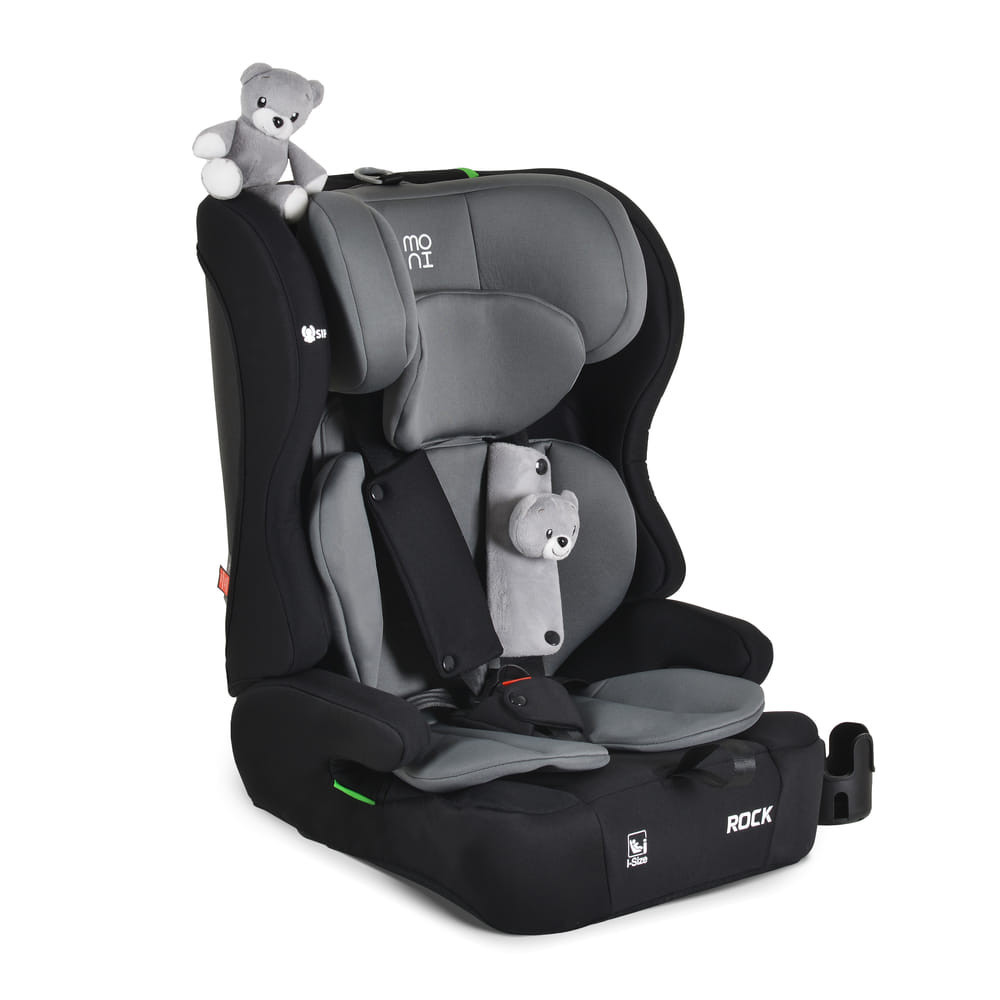 Moni - ROCK autós ülés 76-150cm, 2játékkal, pohártartó, belső öv, isofix nélkül SZÜRKE