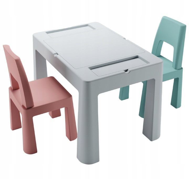 TEGA - MULTIFUN 3 in 1 Gyerek Asztal Türkiz Rózsaszín Szürke – gyermekbútor 1. kép