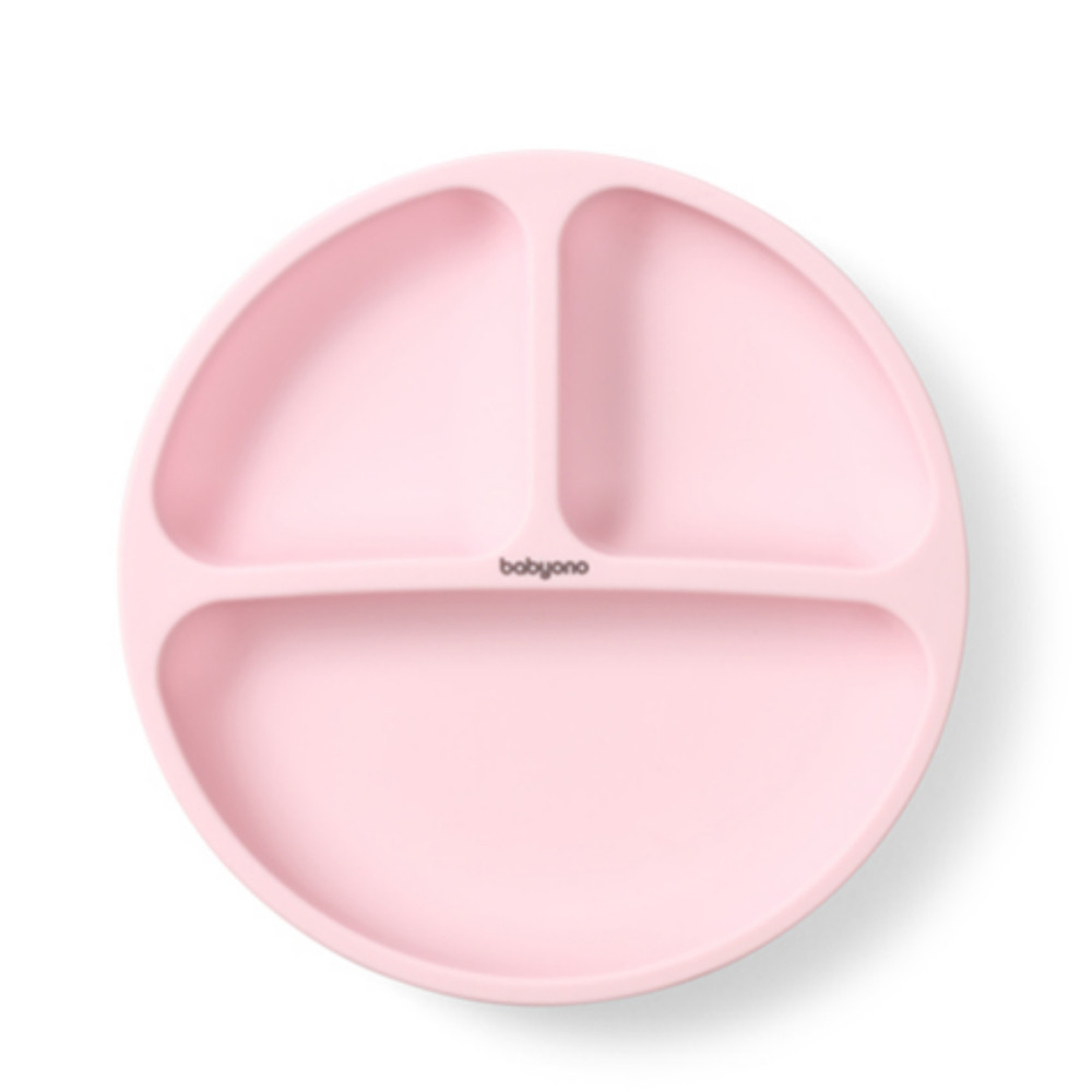 BabyOno 1482/02 -  Szilikon Tapadókorongos Lapos Tányér/Pink – babatermék