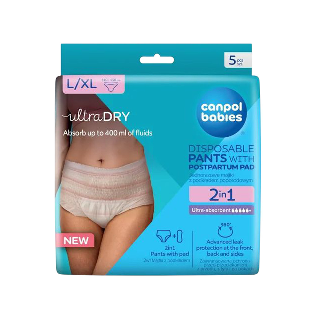 Canpol 78/012 - Eldobható bugyi és szülés utáni betét egyben L/XL 5db/Cs.