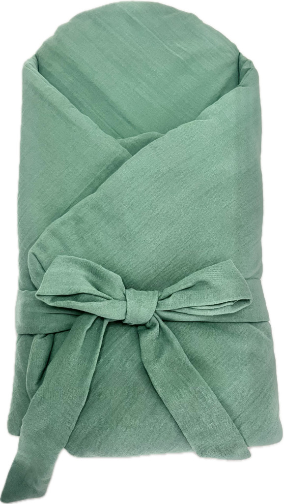 Kókuszpólya – Smaragd muszlin, 75×75 cm – 100% pamut, kivehető kókuszbetéttel