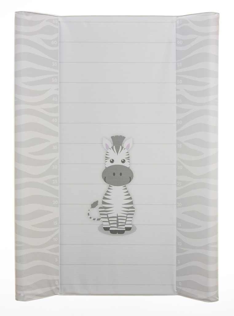 Color - Zebra Zénó – Fehér-szürke merev pelenkázólap 80×50 cm – babatermék