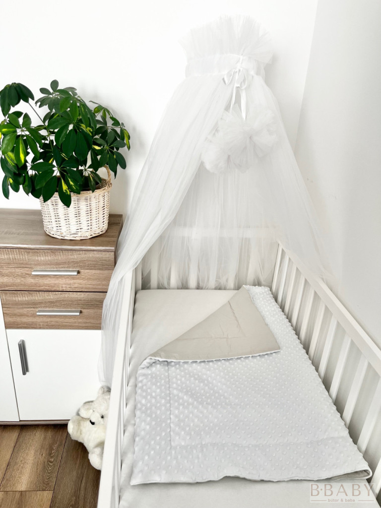 Ross – Puha babatakaró 70×90 cm | Szürke pamutvászon, fehér minky, antiallergén töltettel – babatermék
